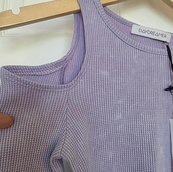 Daydreamer Rebel Girl Cold Shoulder Crop Top Lilac Haze Mineral Size XS - Picture 5 of 12